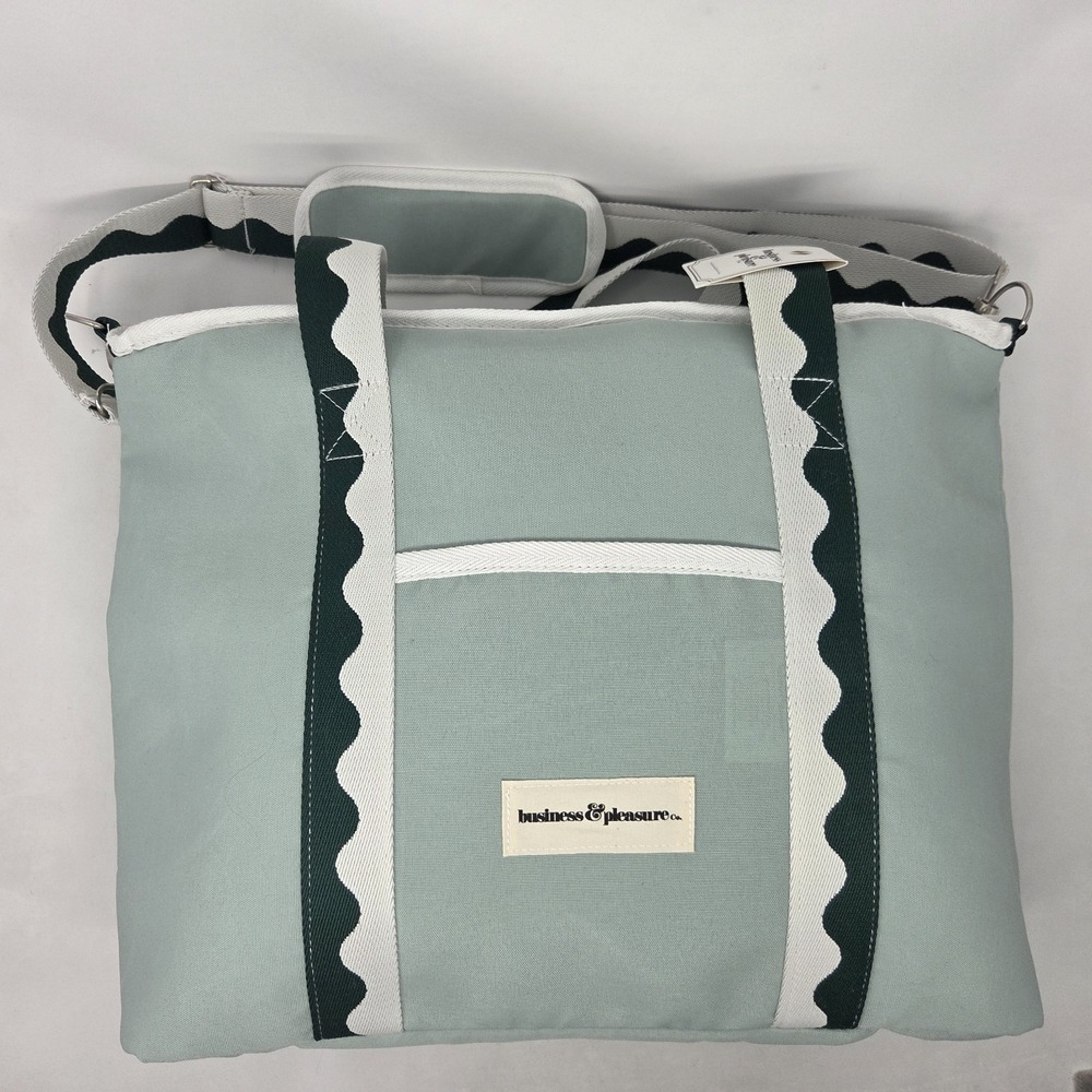 business&pleasure Sage Green Canvas Tote with Dark Green Trim